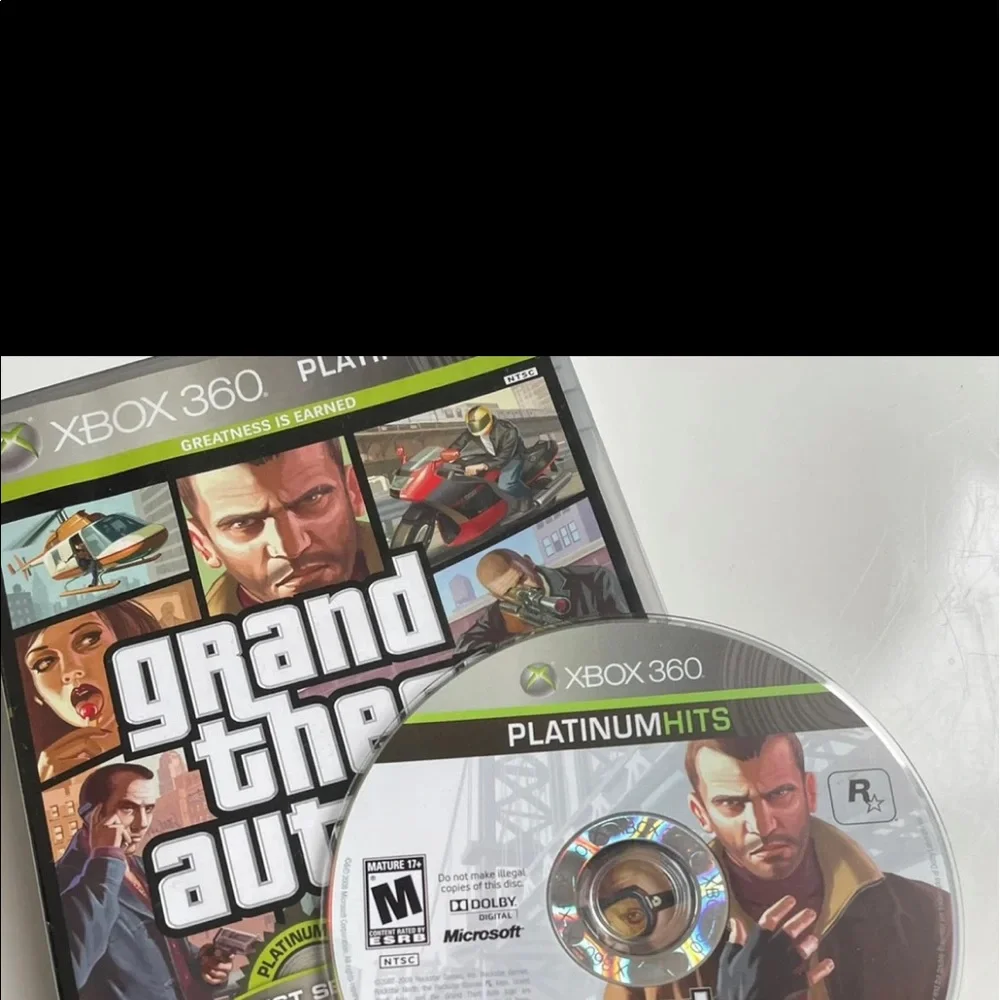 Grand Theft Auto IV on XBox 360 platinum hits.